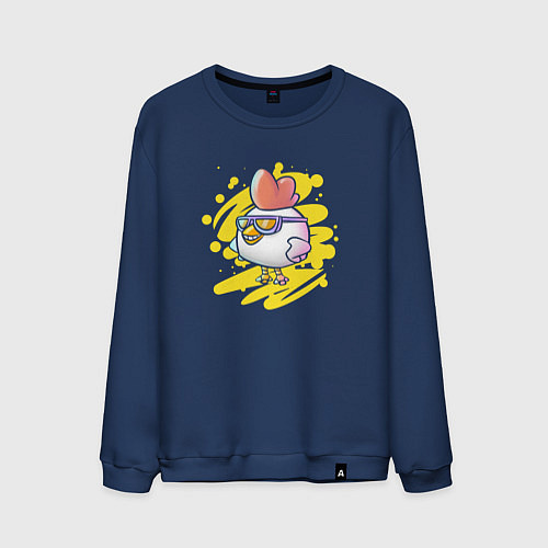 Мужской свитшот Chicken with glasses - Chicken Gun / Тёмно-синий – фото 1