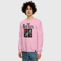 Свитшот хлопковый мужской Beetles, цвет: светло-розовый — фото 2