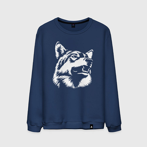 Мужской свитшот Голова волка Wolf head / Тёмно-синий – фото 1
