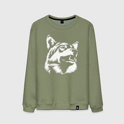 Свитшот хлопковый мужской Голова волка Wolf head, цвет: авокадо
