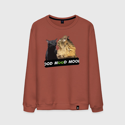 Мужской свитшот Черный и рыжий кот - Mood / Кирпичный – фото 1