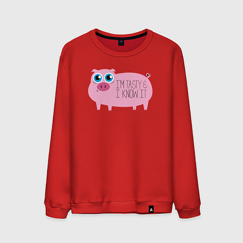 Мужской свитшот Я вкусный и знаю это / Красный – фото 1