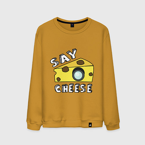 Мужской свитшот Say cheese / Горчичный – фото 1