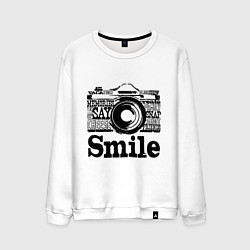 Свитшот хлопковый мужской Smile camera, цвет: белый