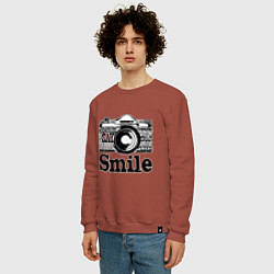 Свитшот хлопковый мужской Smile camera, цвет: кирпичный — фото 2