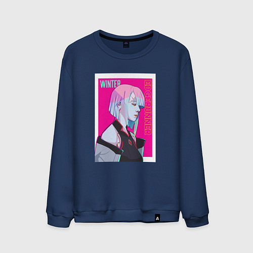 Мужской свитшот Винтер из Aespa - киберпанка стиль / Тёмно-синий – фото 1