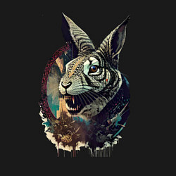 Свитшот хлопковый мужской Свирепый зайчара - нейросеть, цвет: черный — фото 2