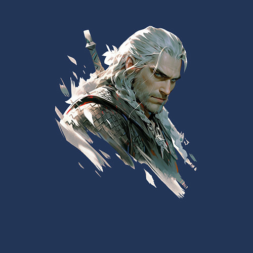 Мужской свитшот Портрет Ведьмака / Тёмно-синий – фото 3