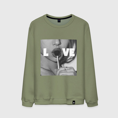 Мужской свитшот Непристойная девушка с чупа чупсом / Авокадо – фото 1