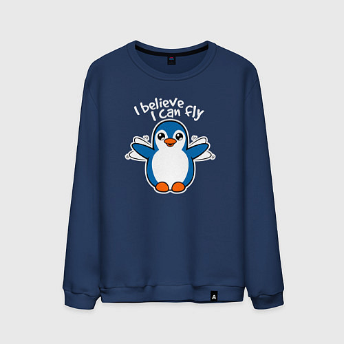 Мужской свитшот Fly penguin / Тёмно-синий – фото 1