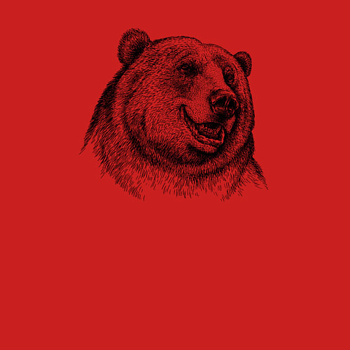 Мужской свитшот Медведь улыбается / Красный – фото 3