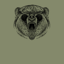 Свитшот хлопковый мужской Медведь в кепке и очках, цвет: авокадо — фото 2