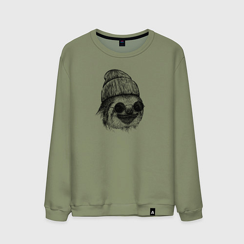 Мужской свитшот Ленивец хипстер / Авокадо – фото 1