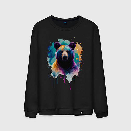 Мужской свитшот Медведь портрет / Черный – фото 1