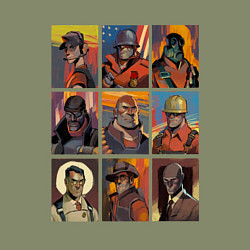 Свитшот хлопковый мужской Team fortress 2 - портреты персонажей, цвет: авокадо — фото 2