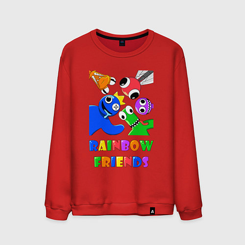 Мужской свитшот Rainbow Friends персонажи / Красный – фото 1