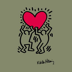 Свитшот хлопковый мужской Человечки с сердцем - поп арт Кит Харинг, цвет: авокадо — фото 2