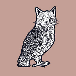 Свитшот хлопковый мужской Кошка сова, цвет: пыльно-розовый — фото 2