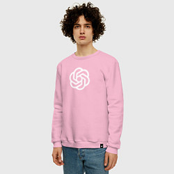 Свитшот хлопковый мужской Логотип Chat GPT, цвет: светло-розовый — фото 2
