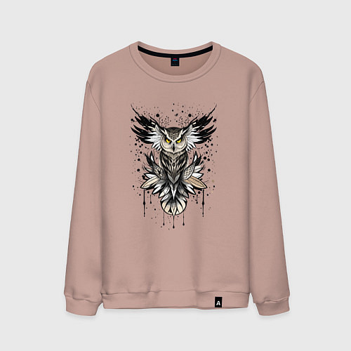 Мужской свитшот Сова викинга / Пыльно-розовый – фото 1