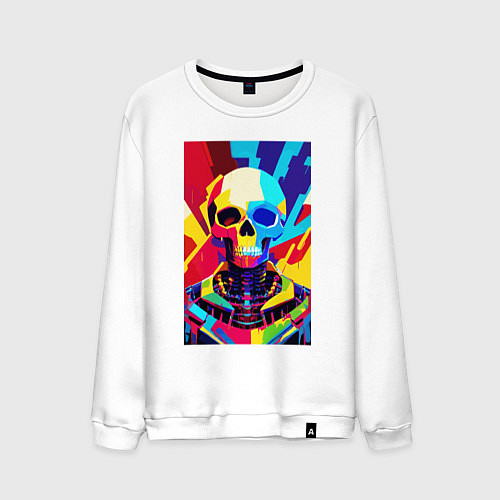 Мужской свитшот Pop art skull / Белый – фото 1