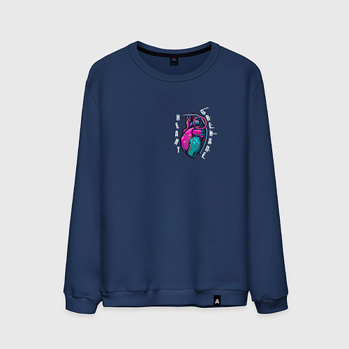 Мужской свитшот Heart grenade - сердечная граната / Тёмно-синий – фото 1