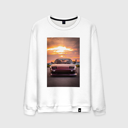 Мужской свитшот Авто в багровом закате / Белый – фото 1