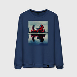 Свитшот хлопковый мужской Спорт кар с дверями верх, цвет: тёмно-синий