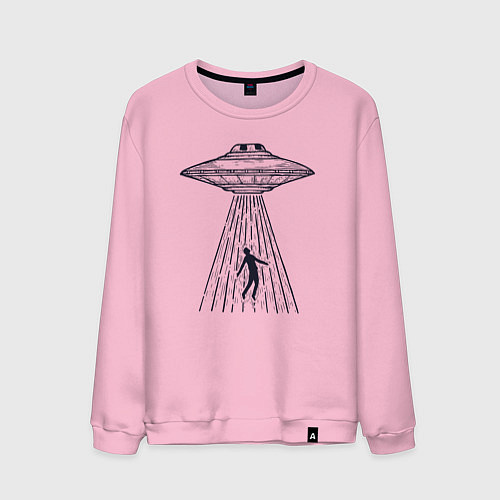 Мужской свитшот Похищение пришельцами / Светло-розовый – фото 1