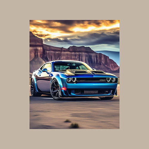 Мужской свитшот Авто Додж Челленджер / Миндальный – фото 3