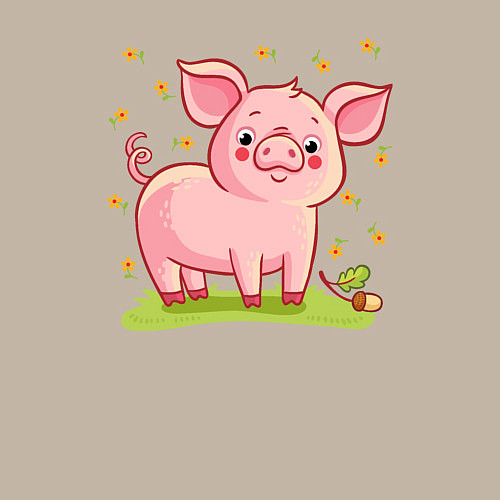 Мужской свитшот Розовый поросёнок / Миндальный – фото 3