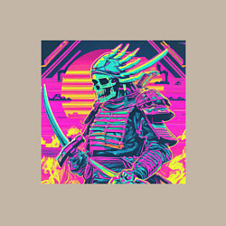 Свитшот хлопковый мужской Кислотный самурай скелет в стиле retrowave, цвет: миндальный — фото 2