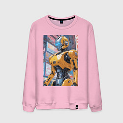 Свитшот хлопковый мужской Робот в стиле поп-арт - нейросеть, цвет: светло-розовый