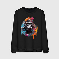 Свитшот хлопковый мужской Граффити с гориллой, цвет: черный