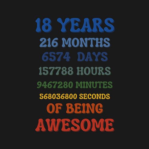 Мужской свитшот 18 лет в месяцах - днях - часах - минутах - секунд / Черный – фото 3