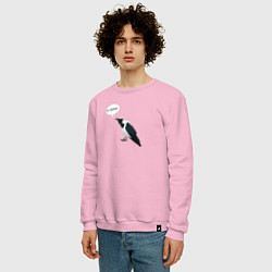 Свитшот хлопковый мужской Смешная ворона с надписью, цвет: светло-розовый — фото 2