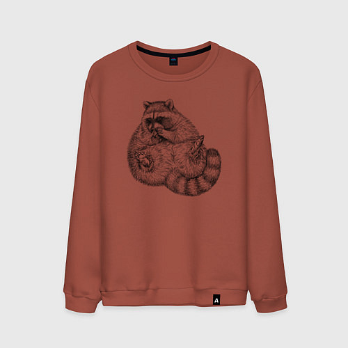 Мужской свитшот Енот жирдяй / Кирпичный – фото 1