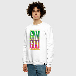Свитшот хлопковый мужской Gym god, цвет: белый — фото 2