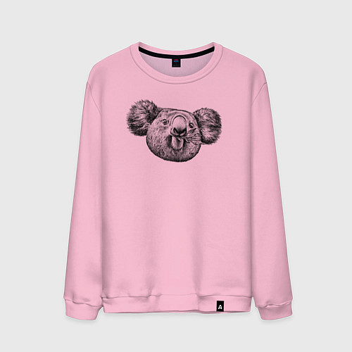 Мужской свитшот Коала морда / Светло-розовый – фото 1