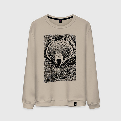 Мужской свитшот Хозяин русского леса - медведь / Миндальный – фото 1