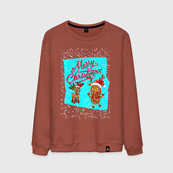 Свитшот хлопковый мужской Новый год уже скоро, цвет: кирпичный