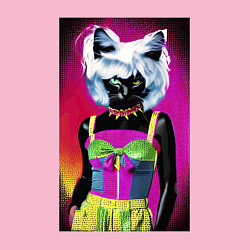 Свитшот хлопковый мужской Cat fashionista - pop art - neural network, цвет: светло-розовый — фото 2