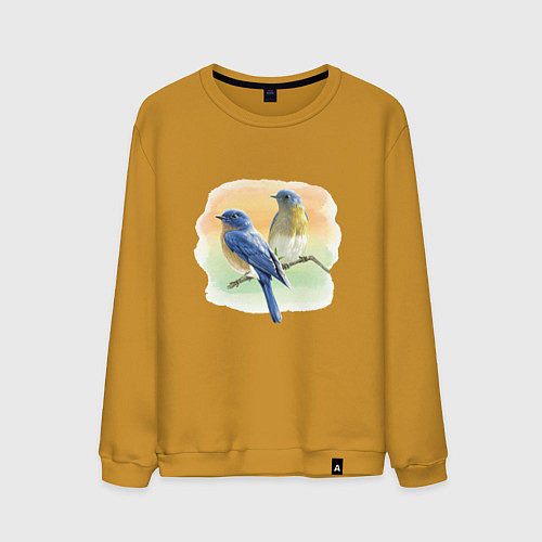 Мужской свитшот Птицы живут везде / Горчичный – фото 1