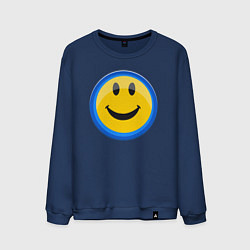 Свитшот хлопковый мужской Смайлик улыбающийся эмодзи, цвет: тёмно-синий