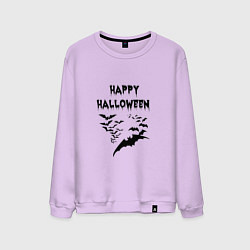 Свитшот хлопковый мужской Хэллоуин и летучие мыши, цвет: лаванда