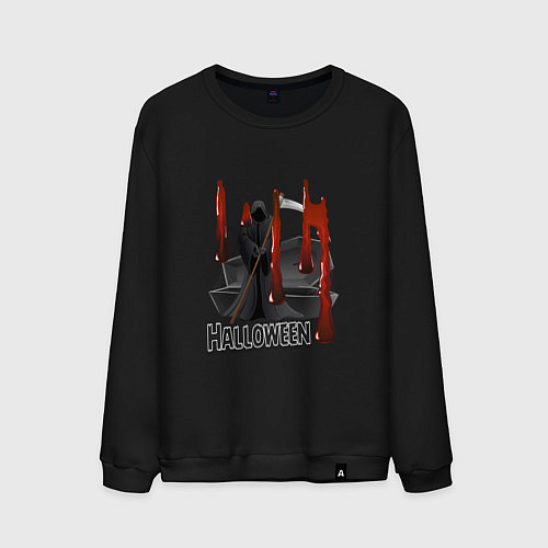 Мужской свитшот Хэллоуин тусовка на кладбище / Черный – фото 1