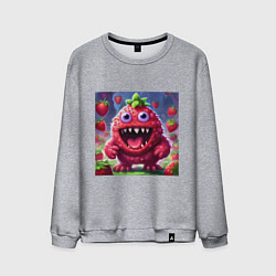 Свитшот хлопковый мужской Клубника добрый монстрик, цвет: меланж