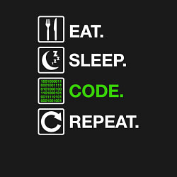 Свитшот хлопковый мужской Eat Sleep Code Repeat, цвет: черный — фото 2