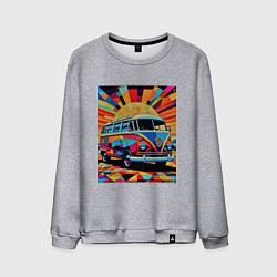 Свитшот хлопковый мужской В машине на отдых, цвет: меланж