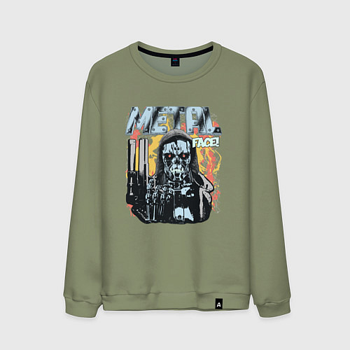 Мужской свитшот Терминатор - metal face / Авокадо – фото 1